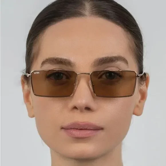 Otra Eyewear - Margo Square Frame Sunglasses in Gold & Brown
